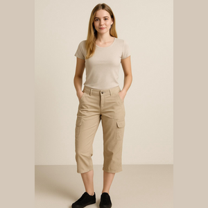 WHBM beige crop trousers with the decorative pockets, size 0, EUC